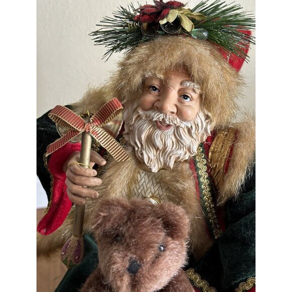 Vtg Old World Santa Claus Riding Bicycle Bike Lg 21” Christmas Decor Composite - Picture 6 of 16